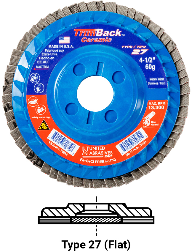 TRIMBACK CER T27 4.5x5/8-11 36 - Flap Discs